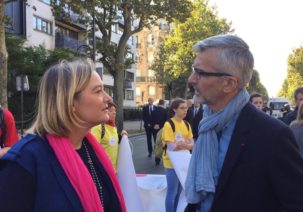 Ludovine de la Rochère e Tugdual Derville, membros do coletivo La Manif Pour Tous